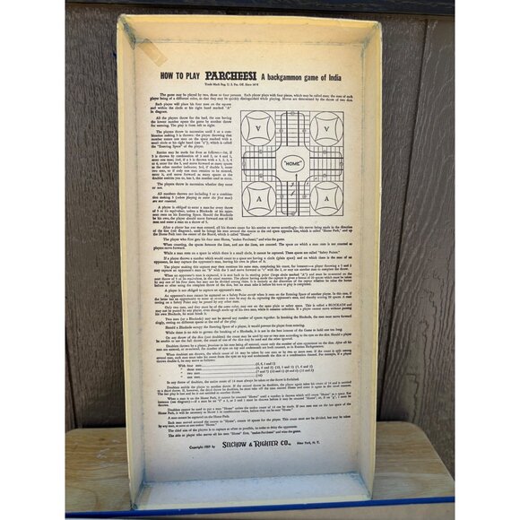 Vintage 1959 Parcheesi Board Game Gold Seal Edition Backgammon Game Of India - Picture 13 of 14